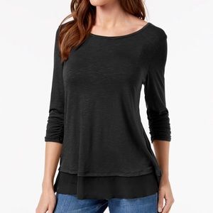 2/$10 Black Chiffon Hem Top